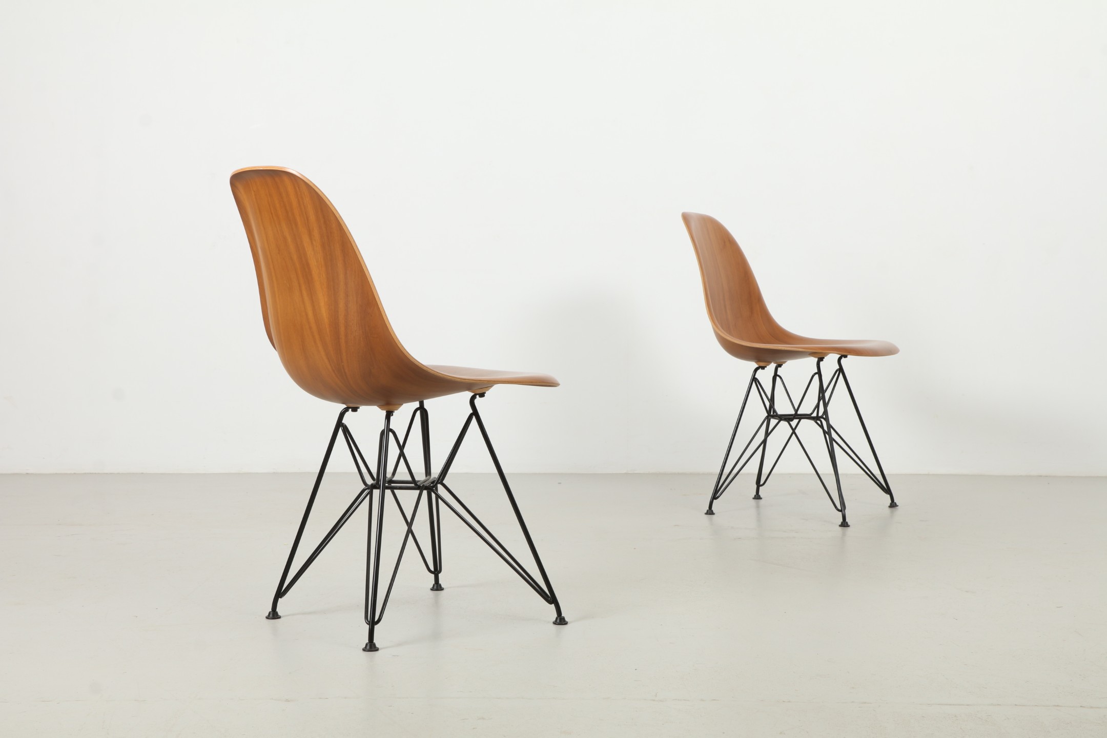 Four Stunning Eames 'DWSR - Eiffel' Walnut Dining Chairs by Herman Miller