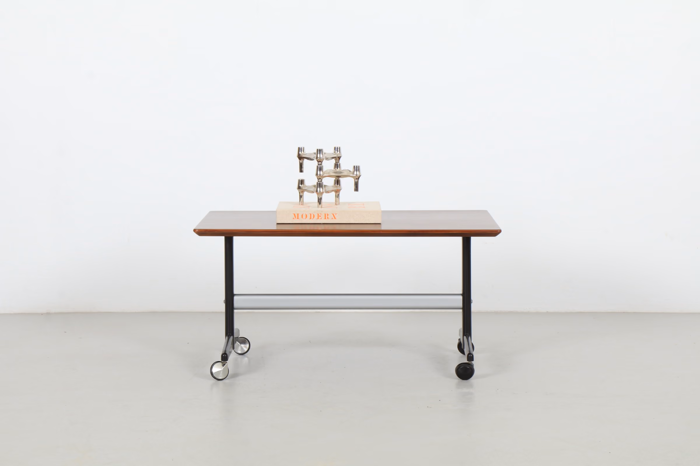 Cute British Mid-Century Coffee Table on Wheels