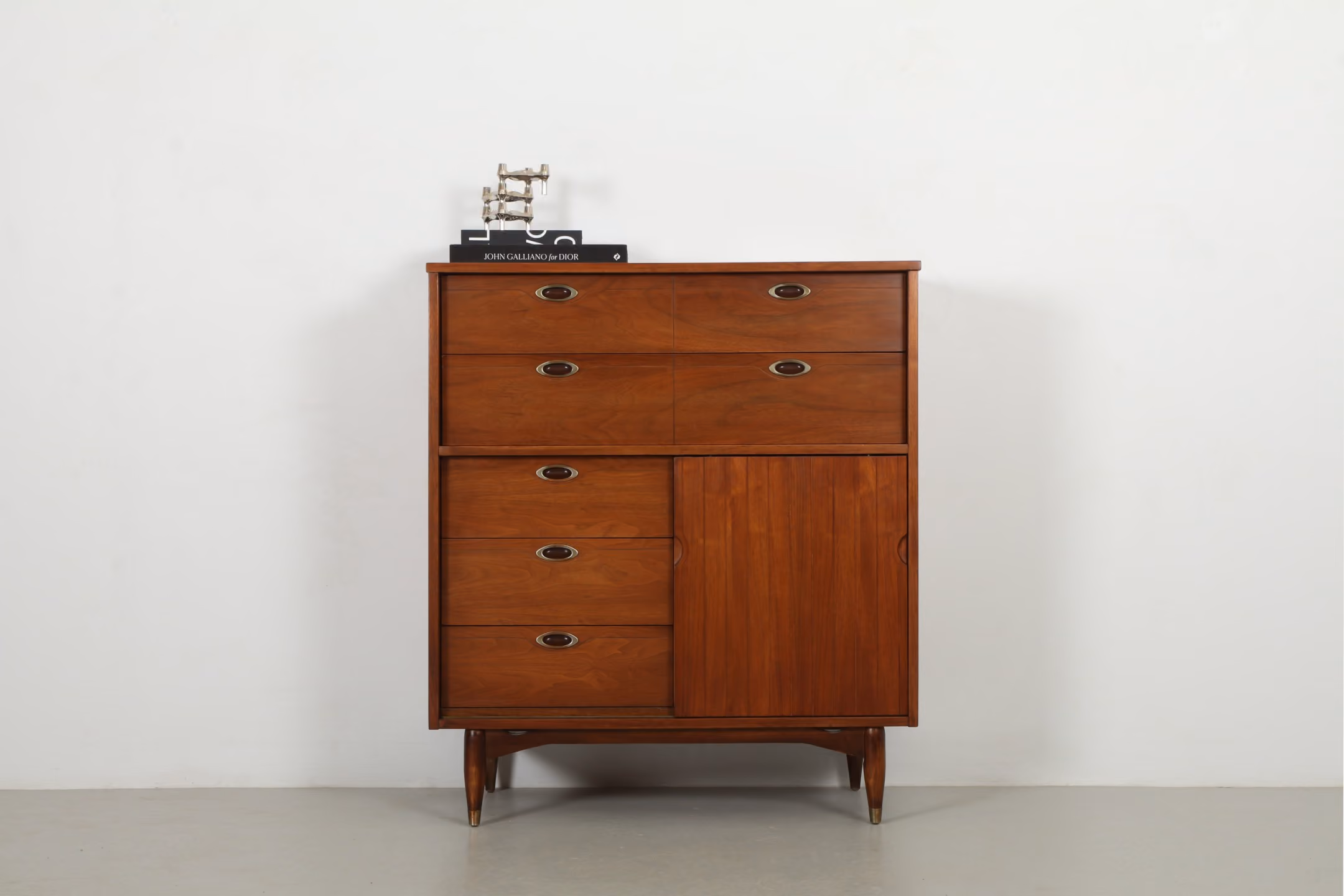 Stately Hooker 'Mainline' Mid Century Walnut Highboy Drawers