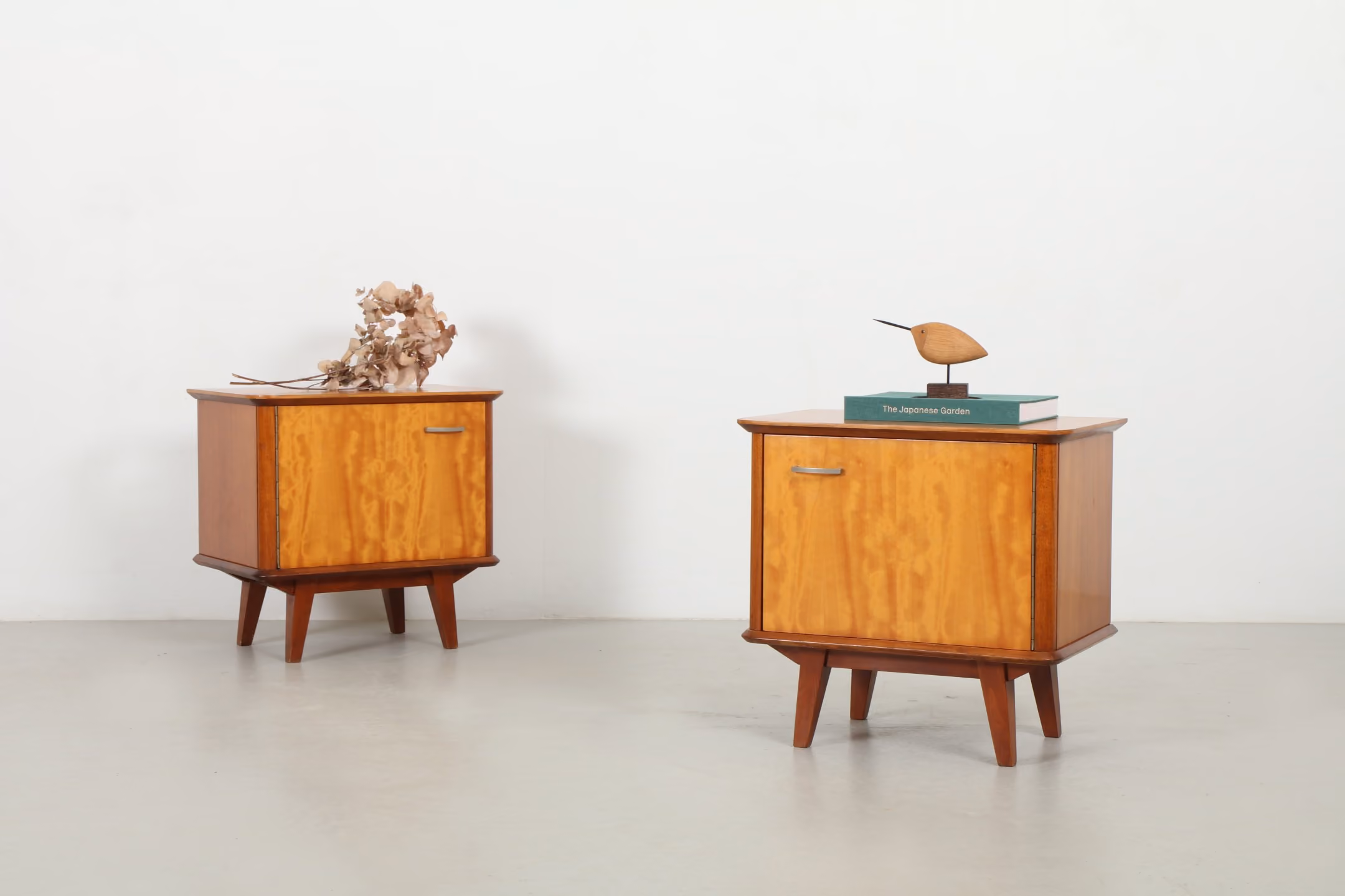 Pair of Cute Mid-Century European Bedside Cabinets
