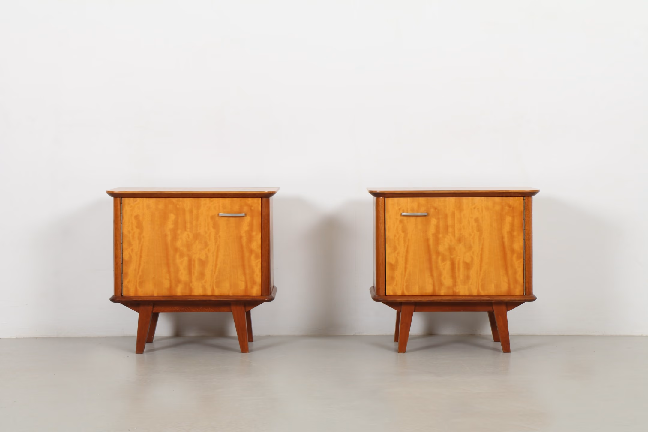 Pair of Cute Mid-Century European Bedside Cabinets