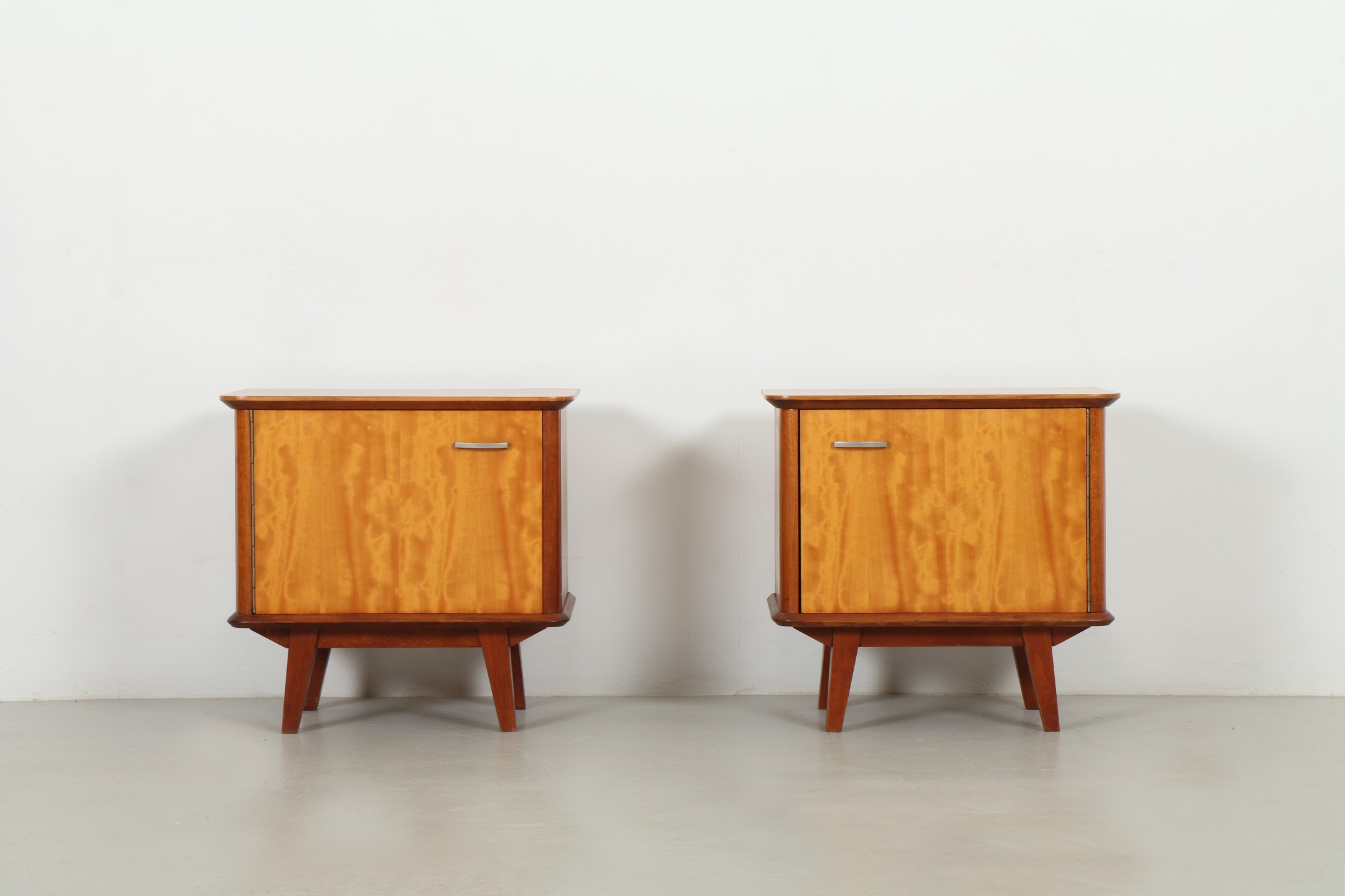 Pair of Cute Mid-Century European Bedside Cabinets