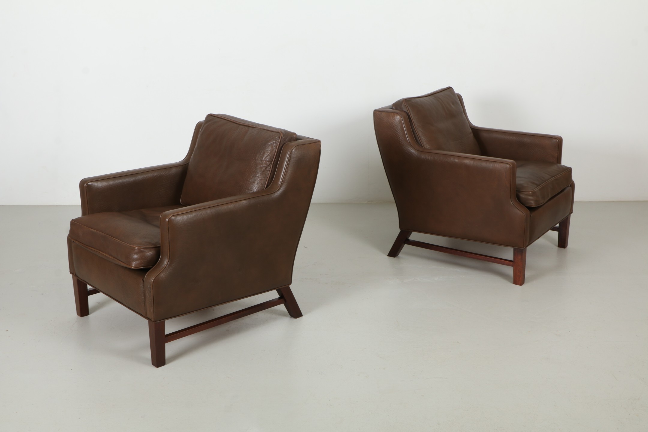 Pair of Bold Gunnar Grandt (Attr) Leather Armchairs by Grandt Design