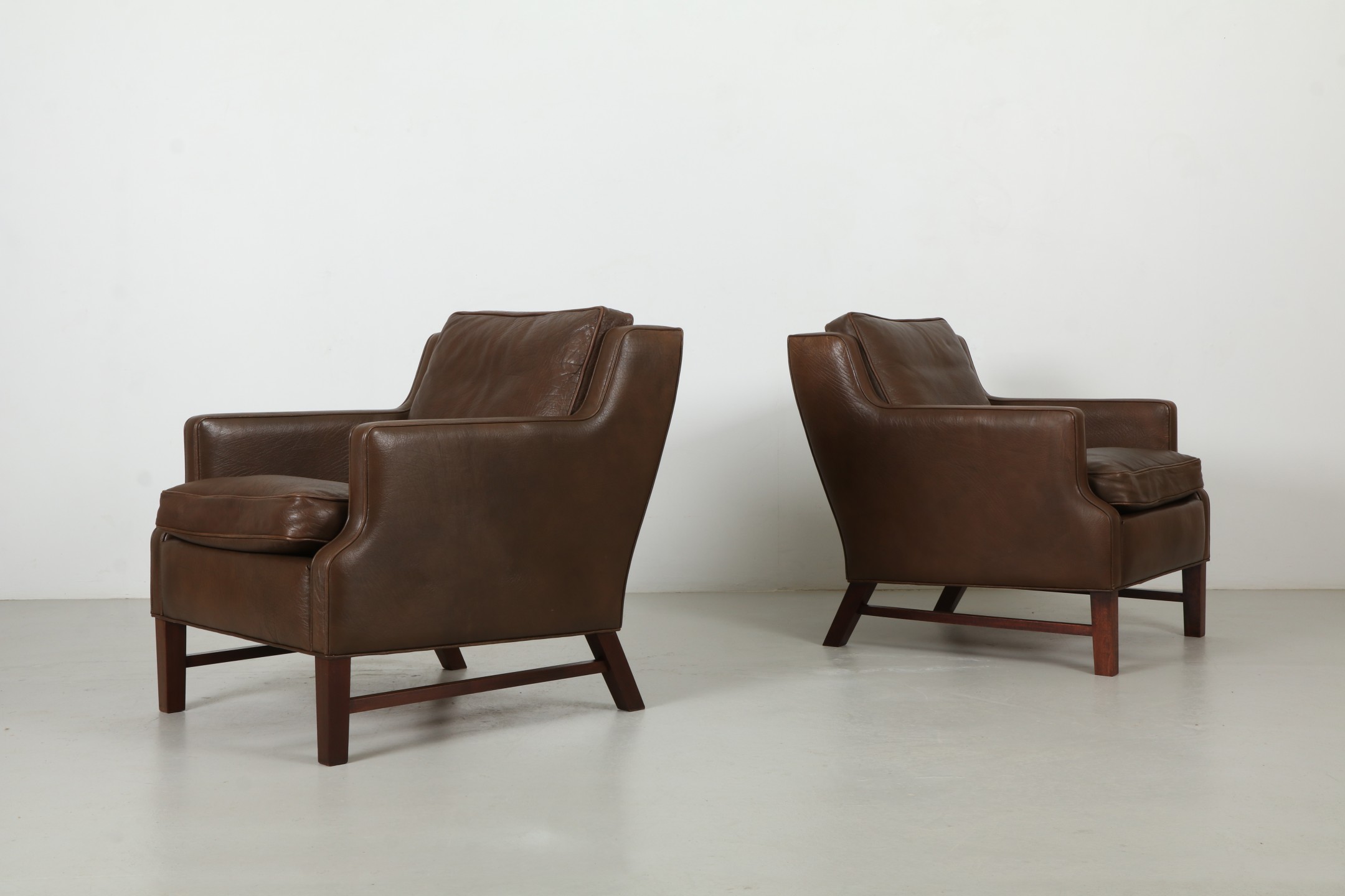 Pair of Bold Gunnar Grandt (Attr) Leather Armchairs by Grandt Design