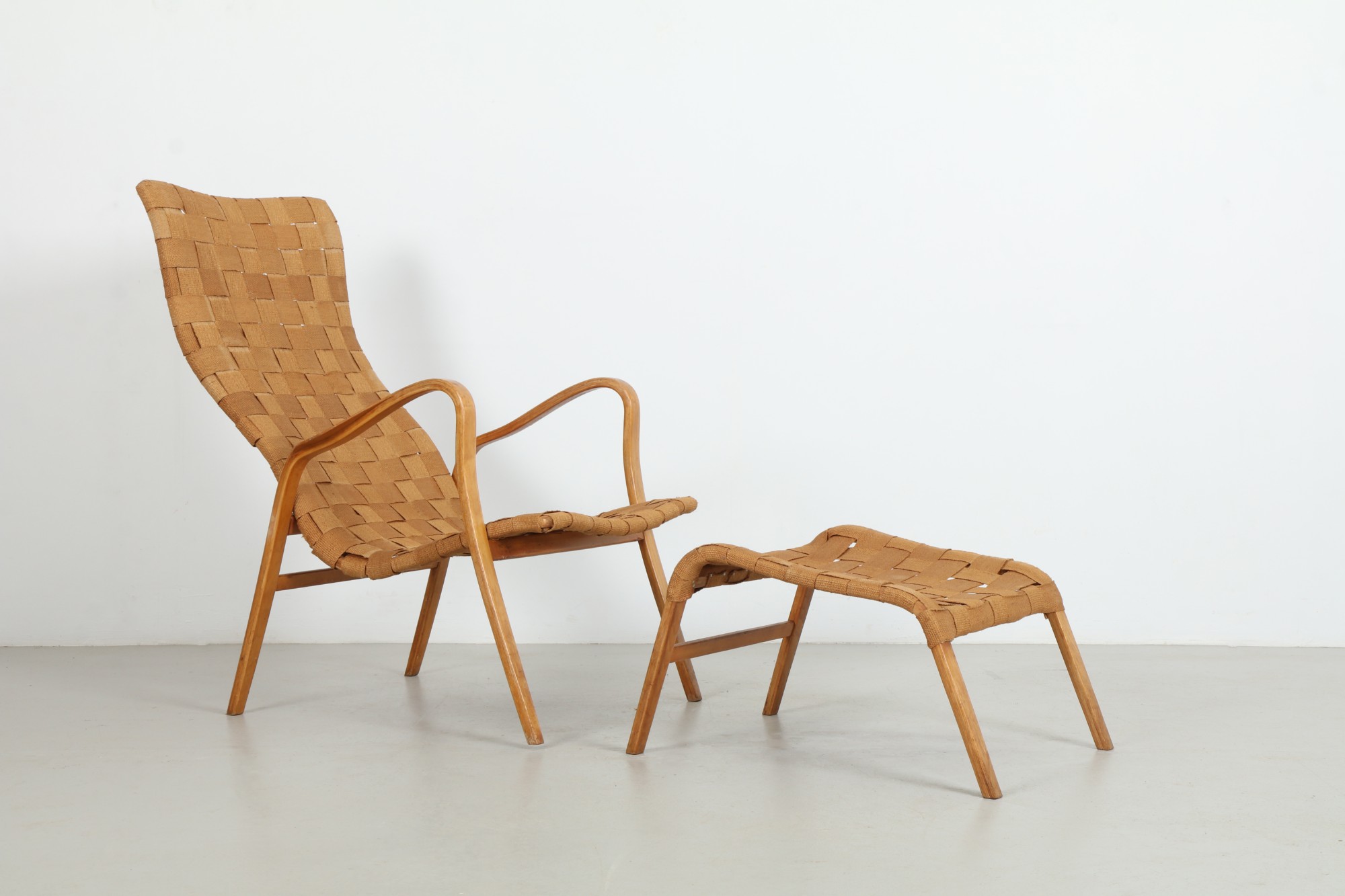 Sculptural Gustaf Axel Berg 'Torparen 2' Armchair and Ottoman for Jon Jansen 