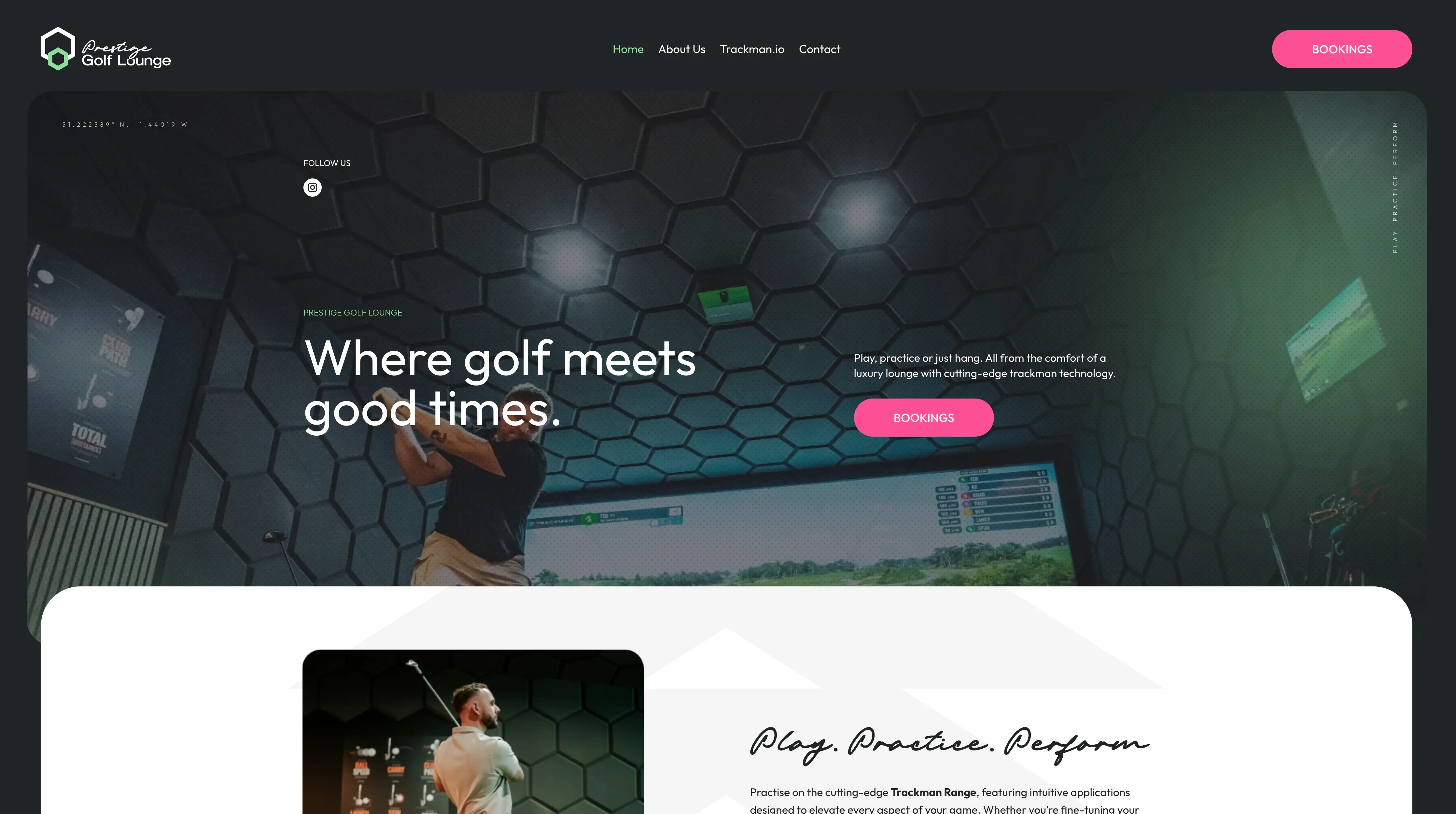 Prestige Golf Lounge in Andover Website screen shot