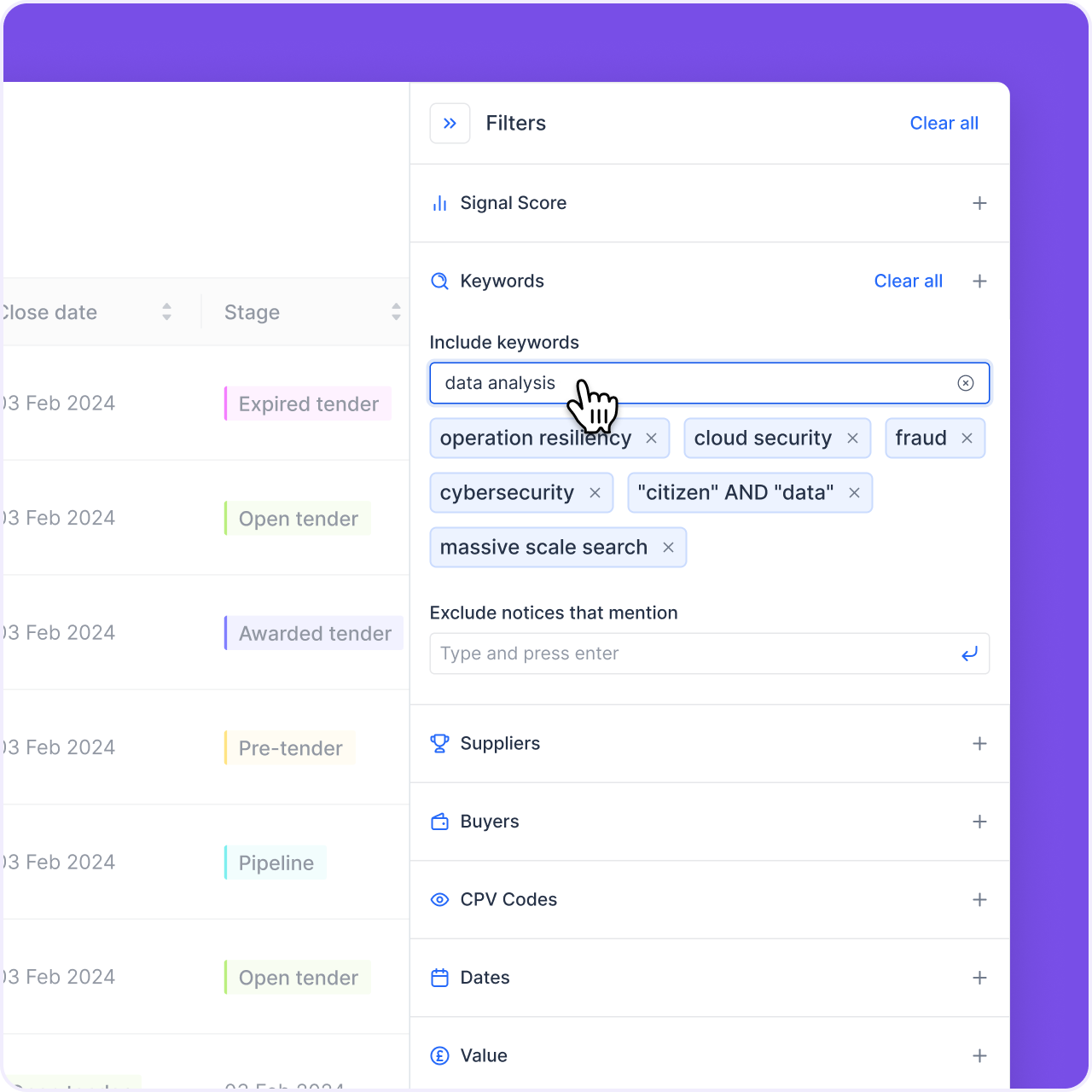 AI government contracts dashboard