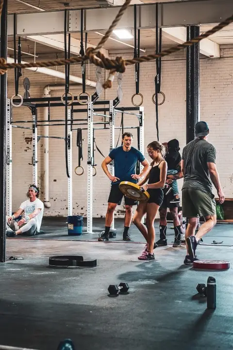 Barbell in gym