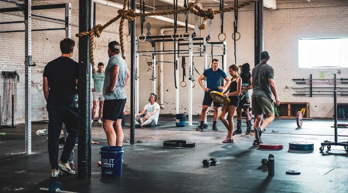 Barbell in gym