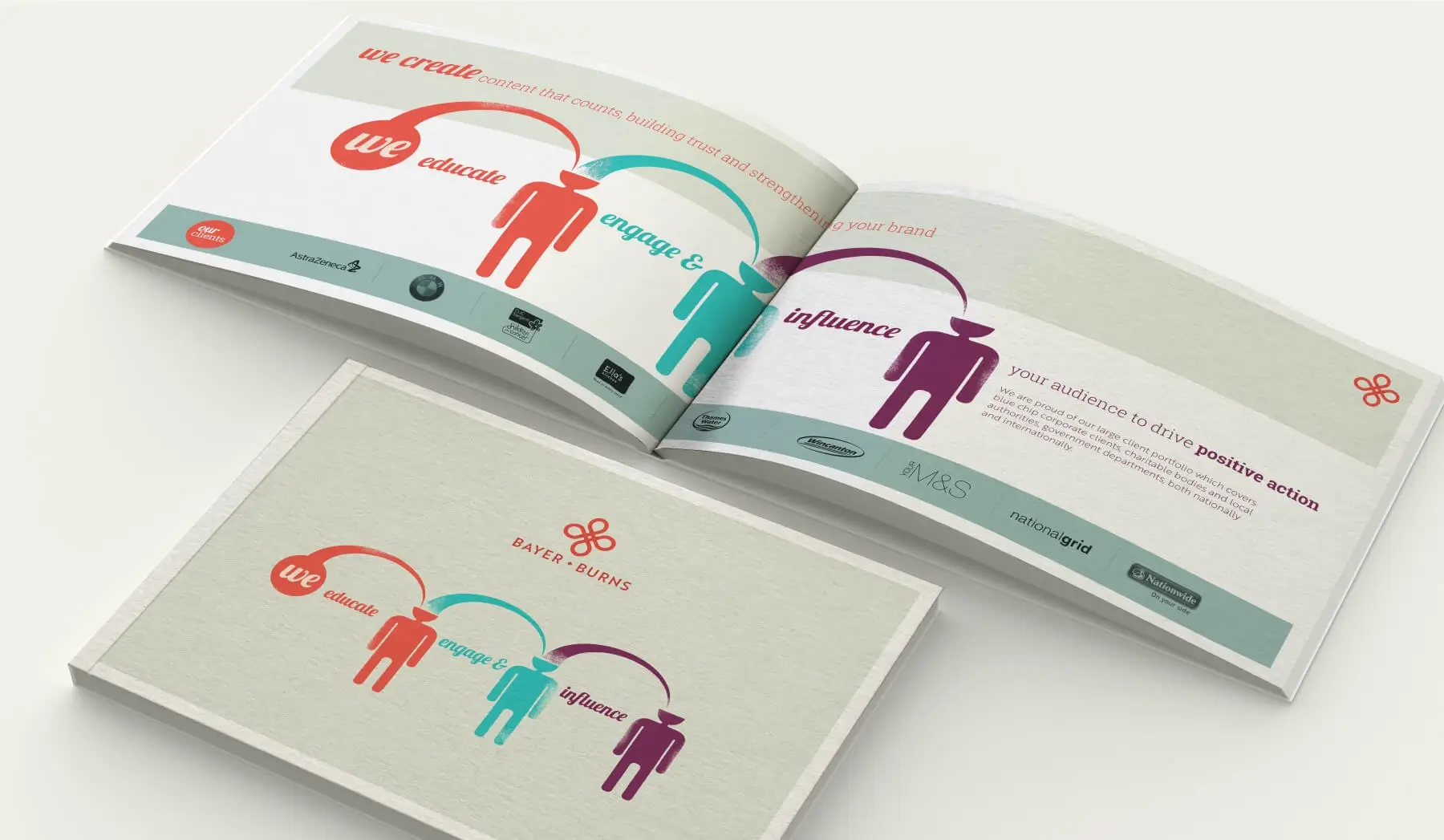 Bayer Burns brochure design cover and spreads