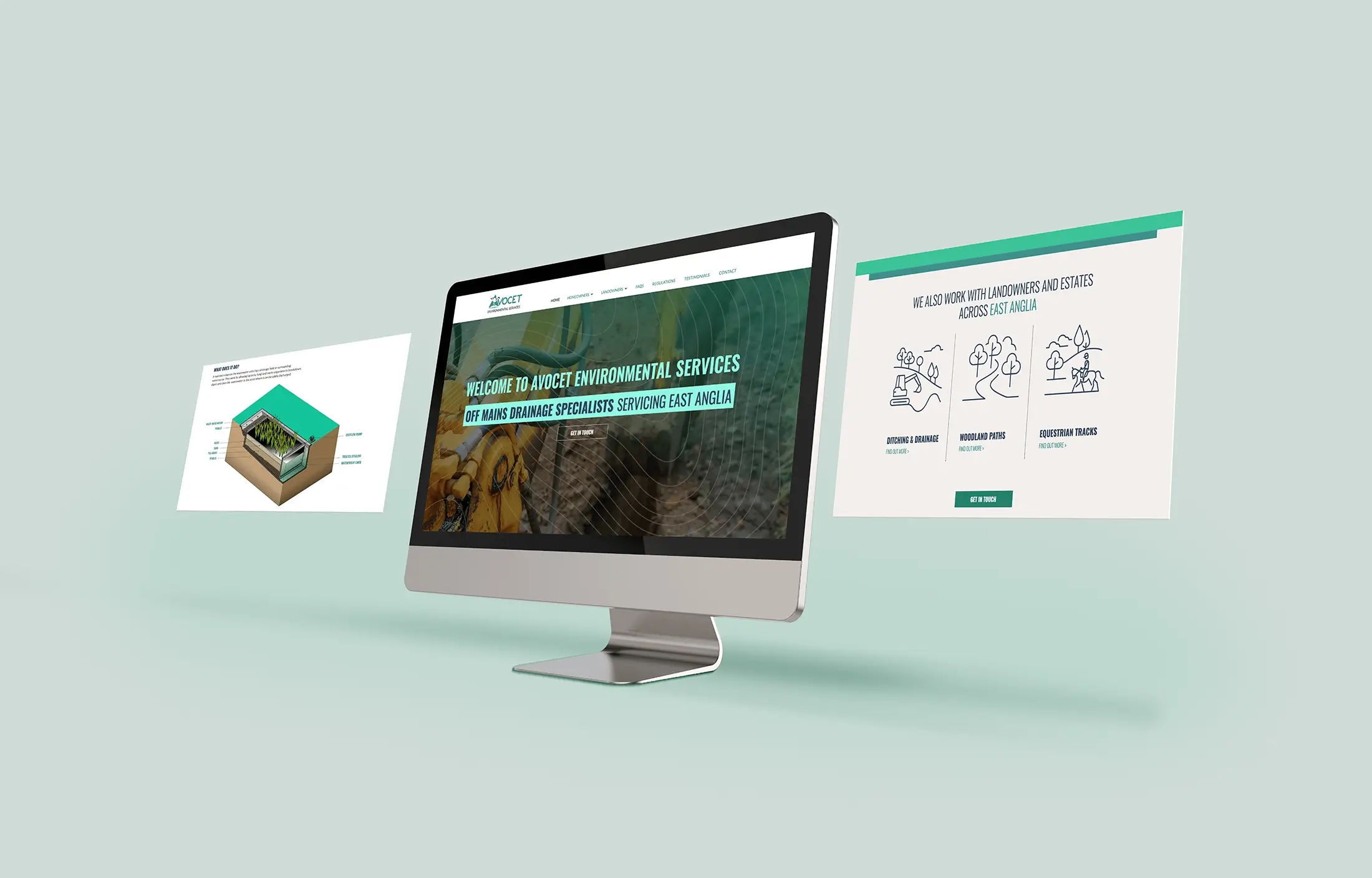 Avocet website design screens