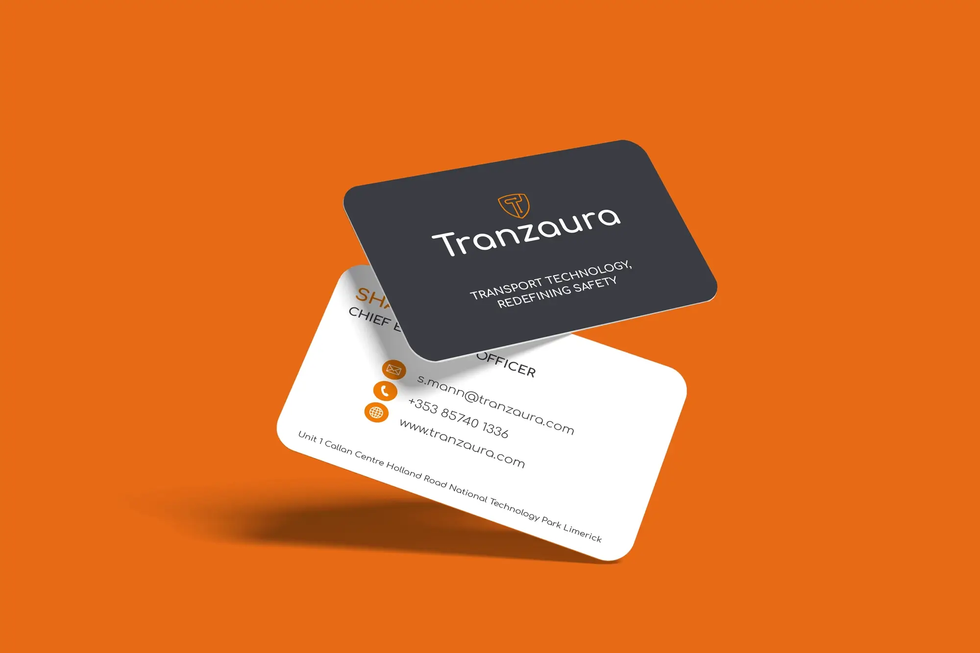 Design visuals for Tranzaura business card