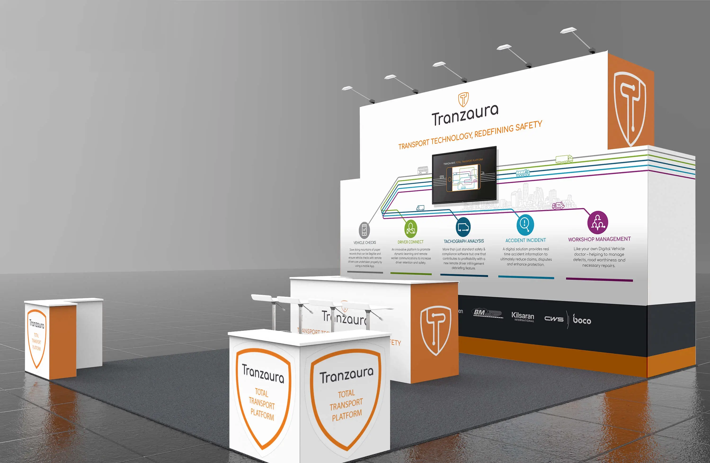 Tranzaura white exhibition stand
