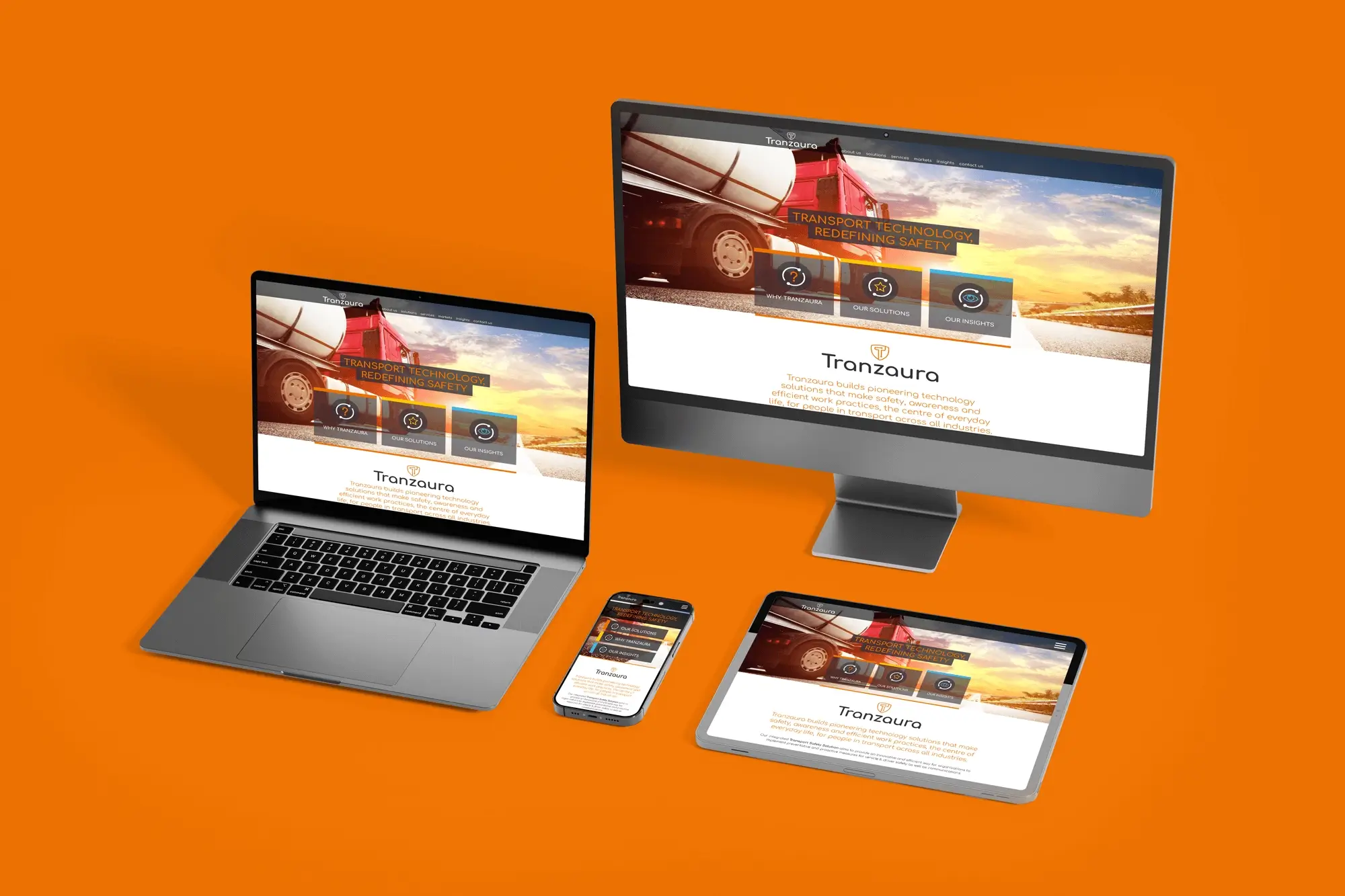 Tranzaura responsive website visuals