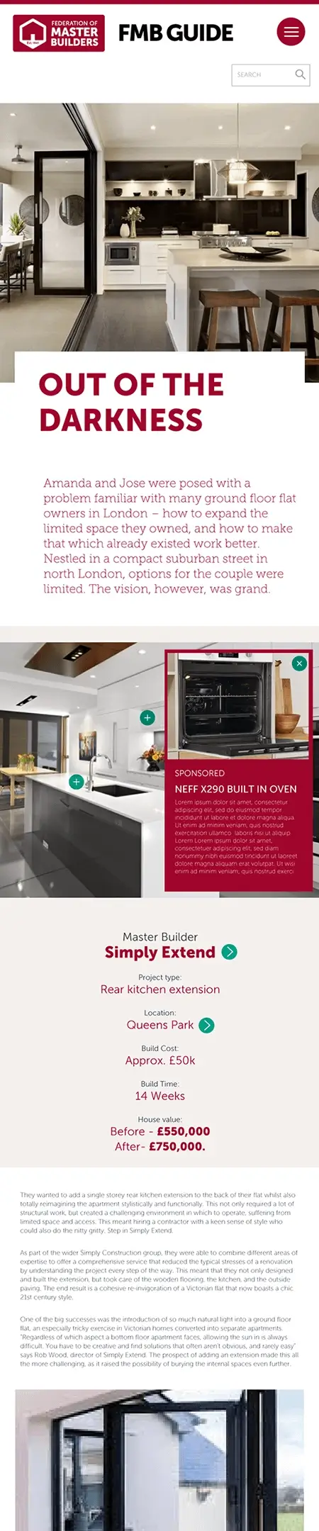 Visual of a FMB website case study on a mobile device
