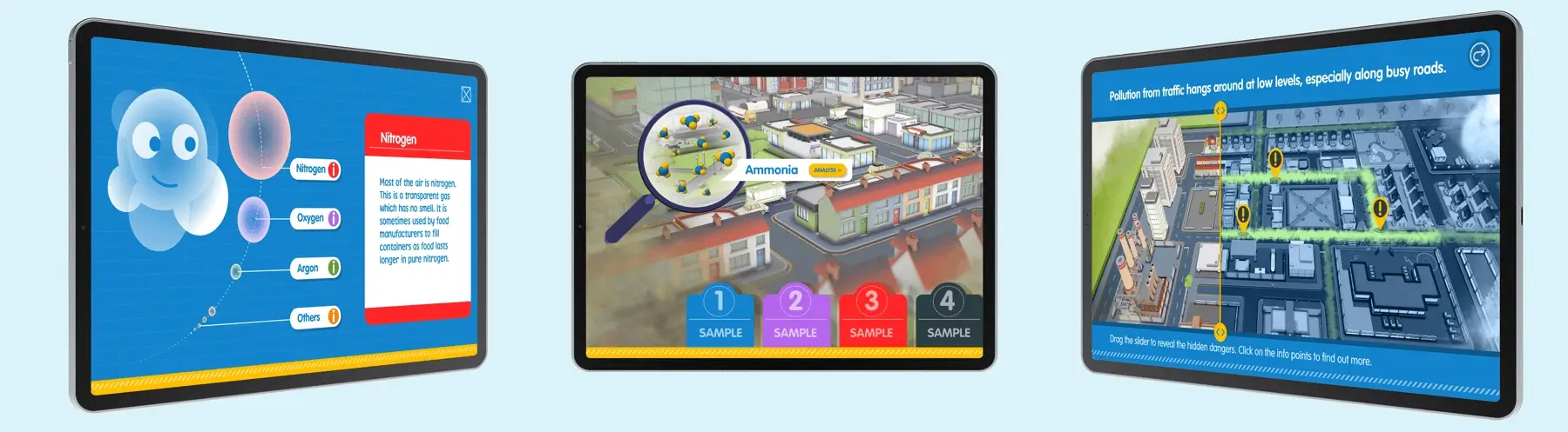 The visuals showing interactive games