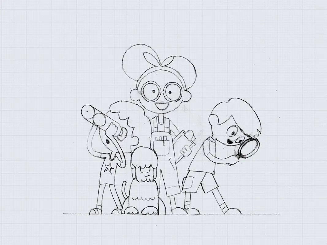 Sketched drawing of the Pollution Patrol gang