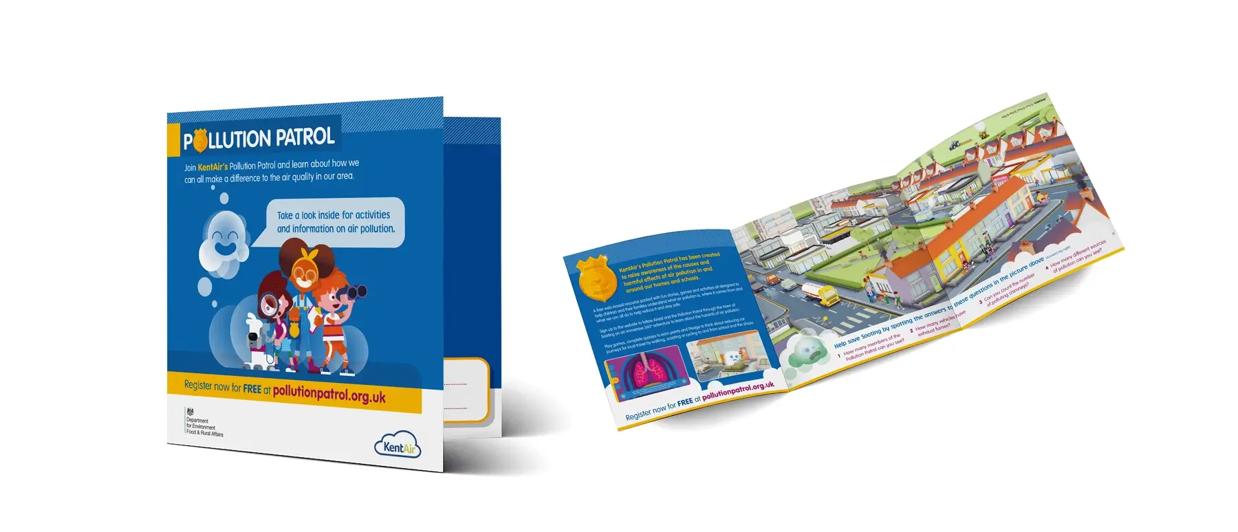 Visuals of the Pollution Patrol promotional leaflet