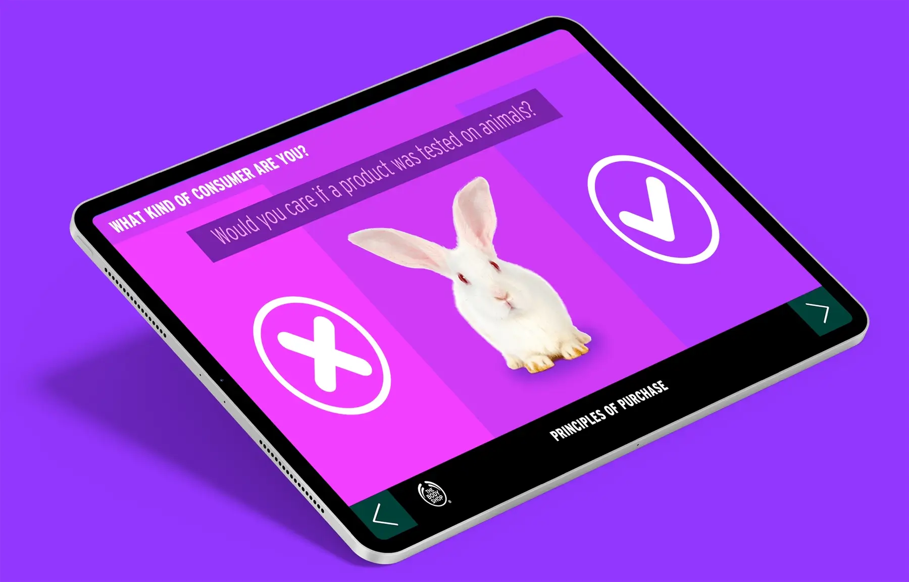 The Body Shop in-store interactive quiz