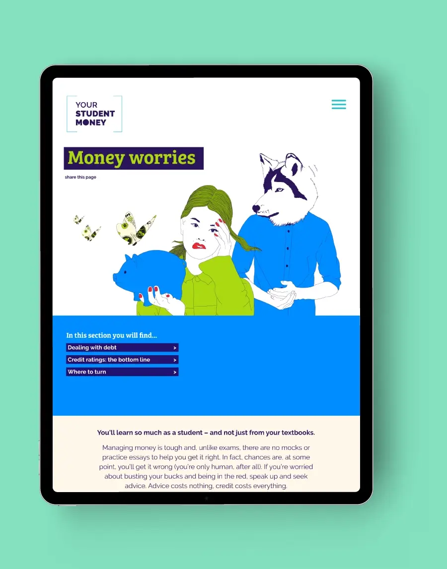 Money worries webpage