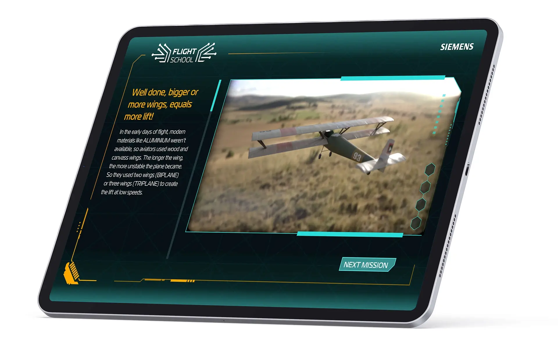 Interactive showing aviation end screen