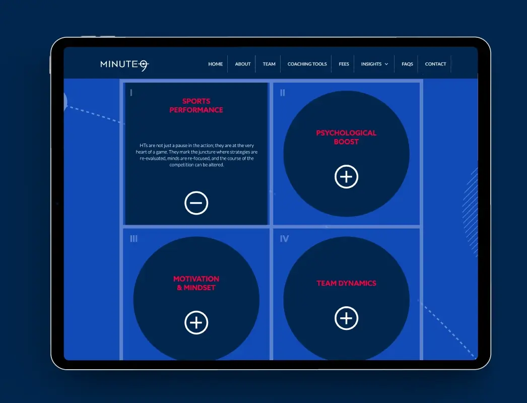 Minute9 web design showing the third section home page