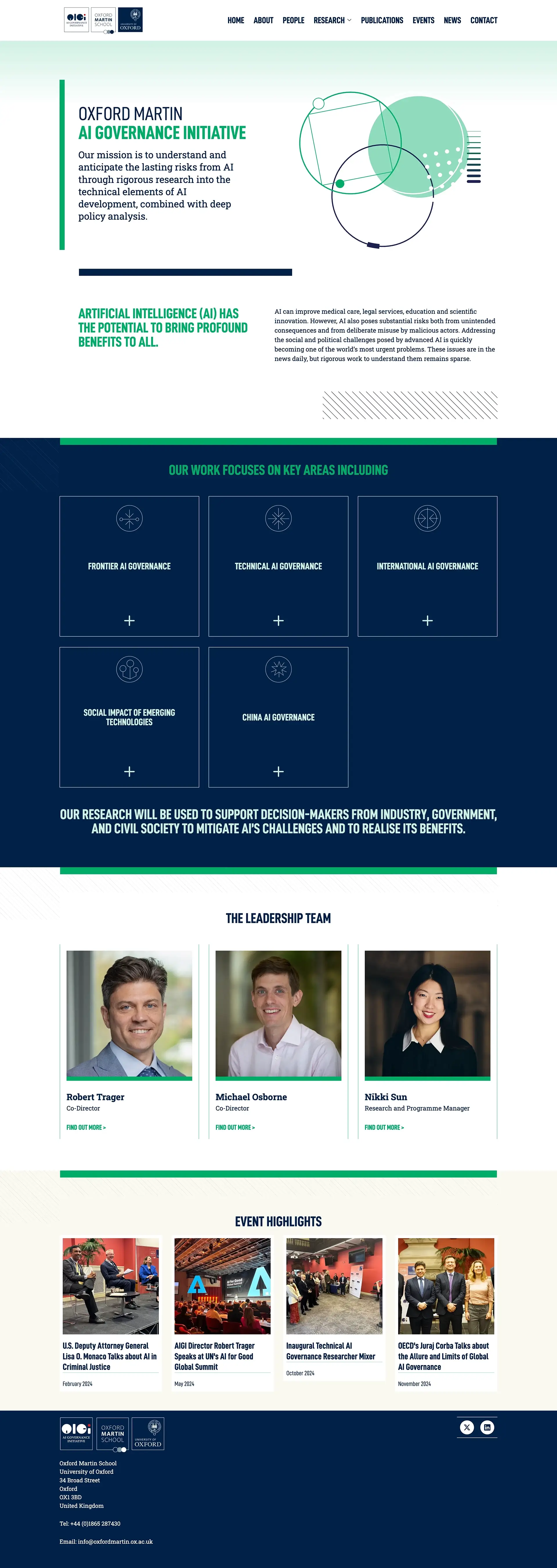 Home page design for AIGI, University of Oxford by Newleaf Creative, Woodbridge, Suffolk- website design and development