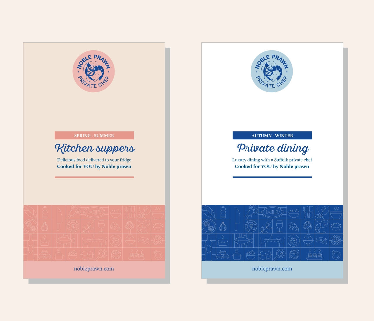 Brand design for Noble Prawn, menu design