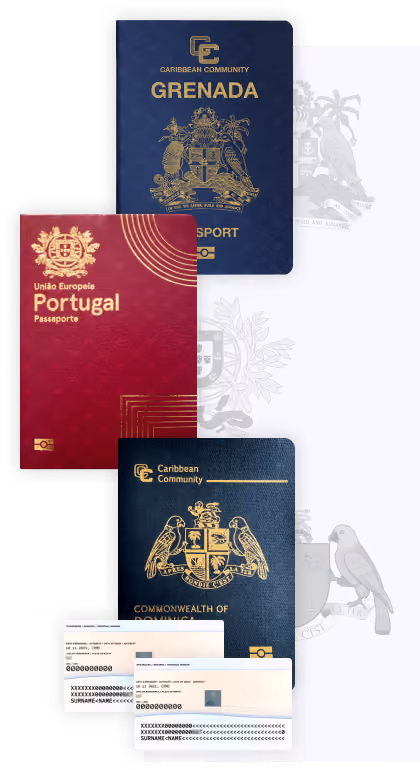 Passports of Grenada, Dominica, Portugal, Turkey