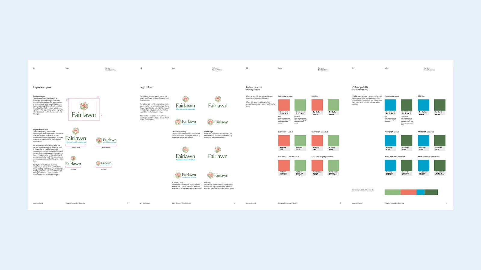 Care South care home brand guidelines design by STONE Studio.
