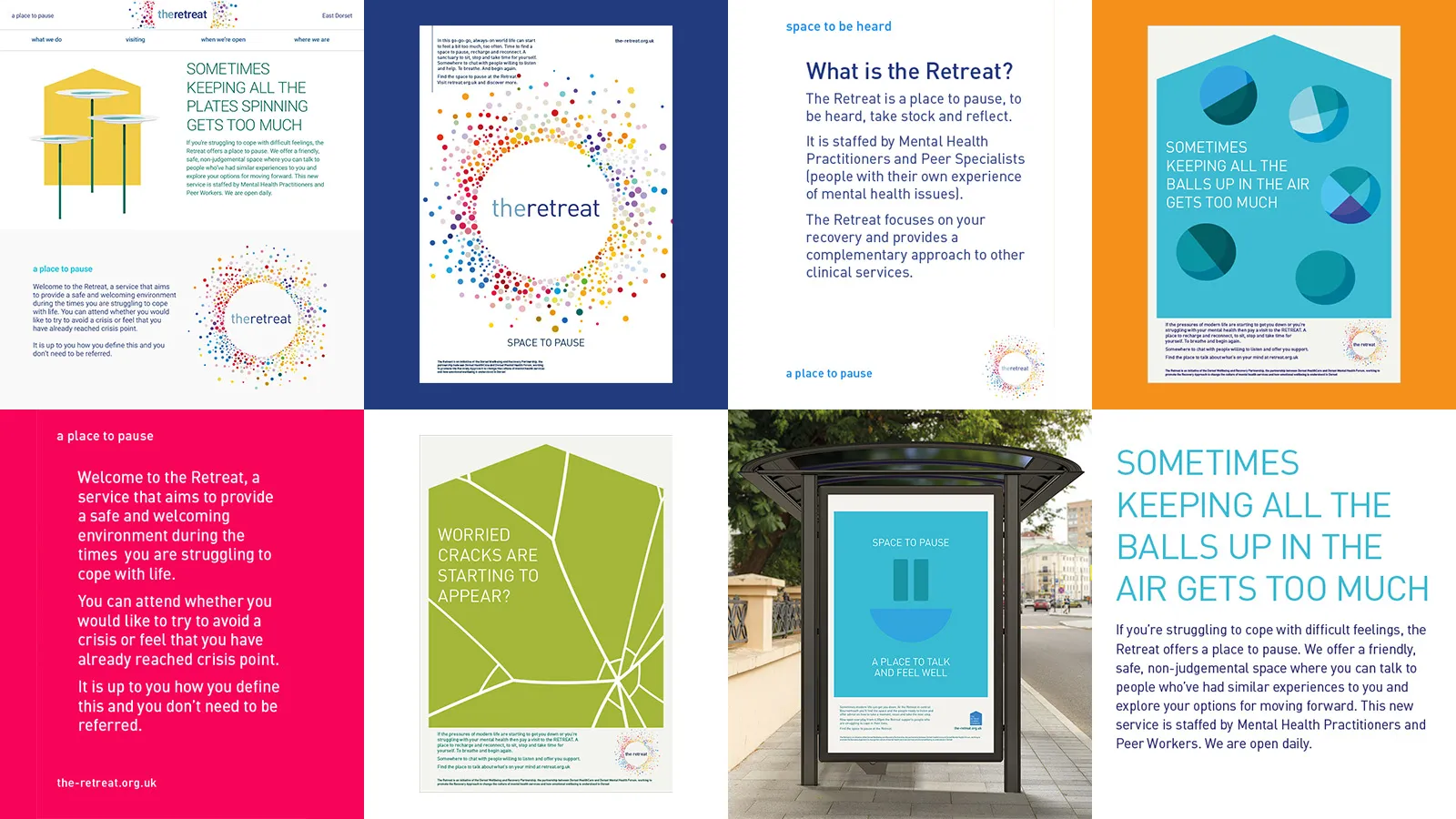 The Retreat visual identity and promotional materials design by STONE Studio.