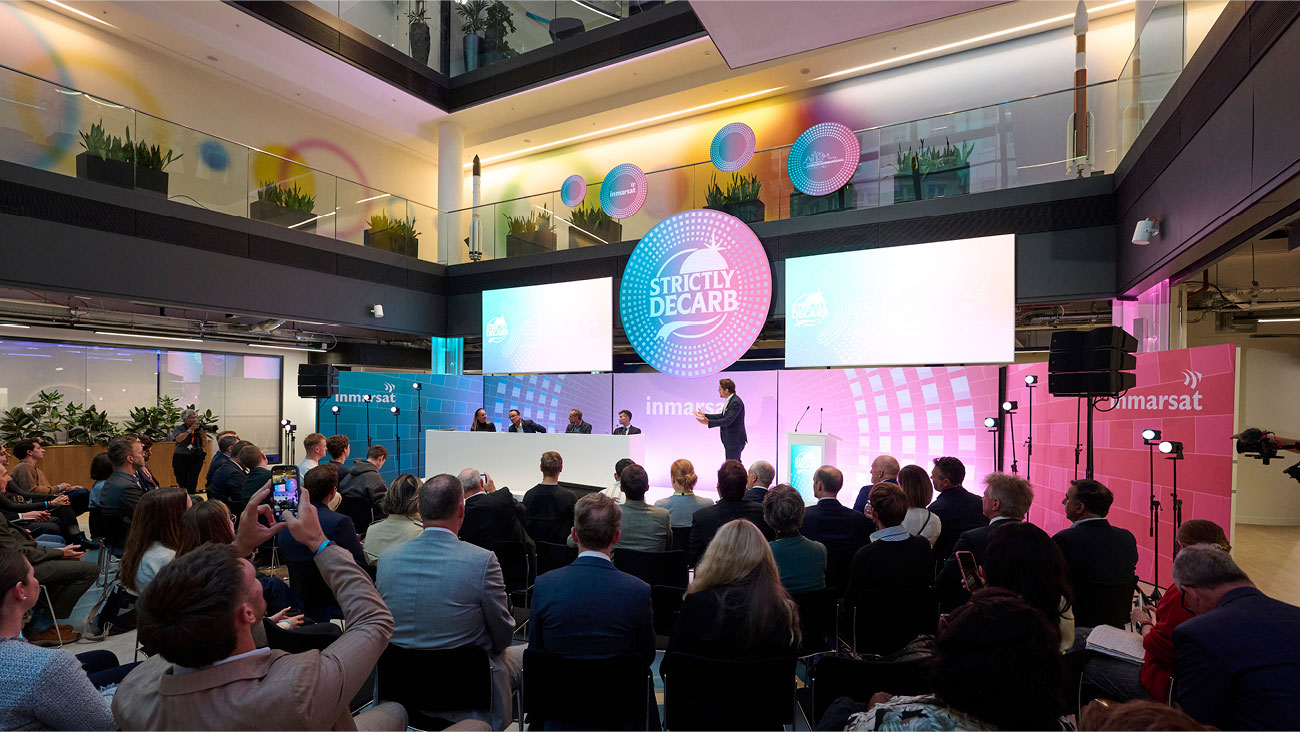 Inmarsat Maritime LISW 2025 event branding and HQ installations by STONE Studio, creative partner since 2016.