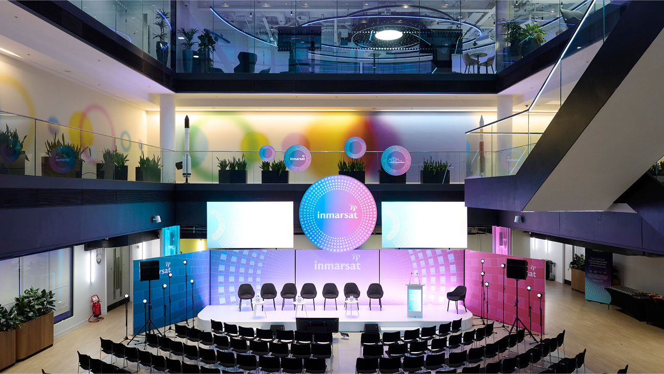 Inmarsat Maritime LISW 2025 event branding and HQ installations by STONE Studio, creative partner since 2016.