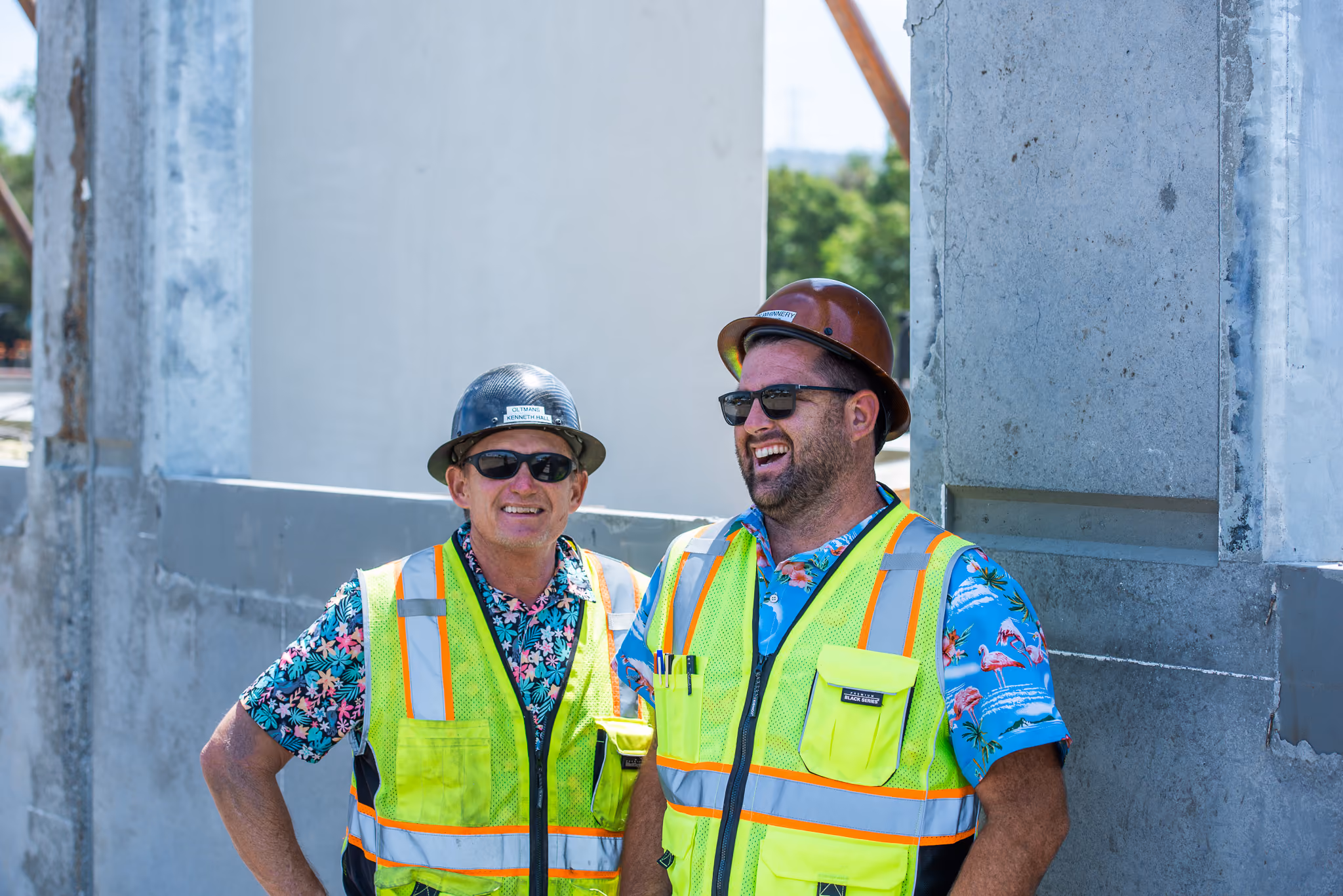 Three Oltmans employees at a construction site
