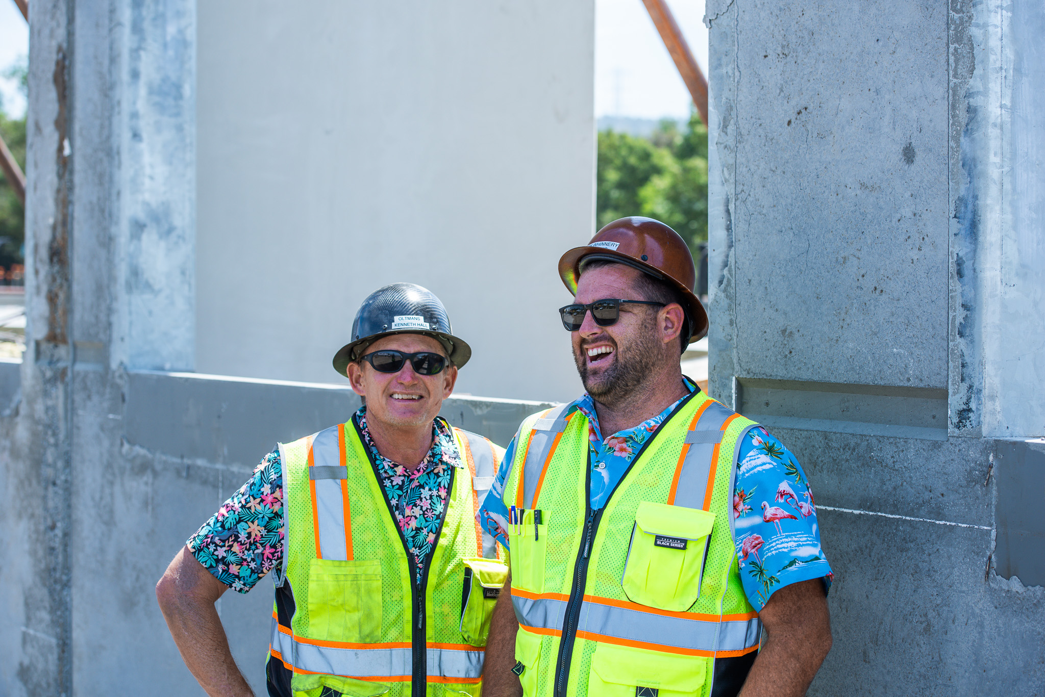 Three Oltmans employees at a construction site