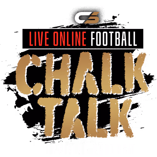 Logo with text 'Live Online Football Chalk Talk Training Protocol' featuring stylized letters and a small emblem above.