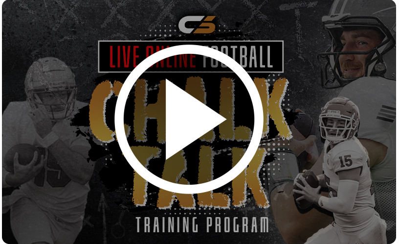 Football player Cole Snyder in green jersey number 15 giving a thumbs up with faded background of a football team.