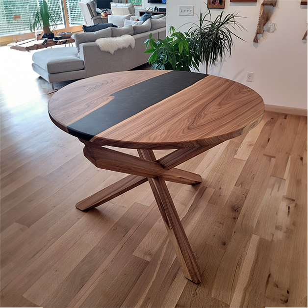 Complex Joinery Black Epoxy River Table - End Table