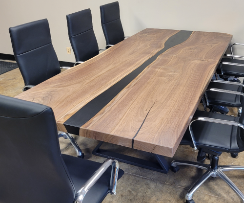 Ten foot, walnut epoxy river table. Conference table.