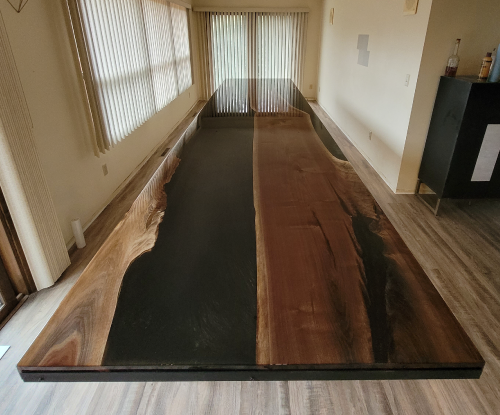 Black walnut river 18' dining table. 