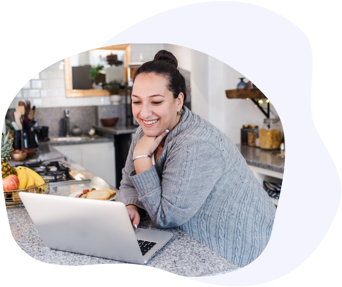 A girl look at the laptop