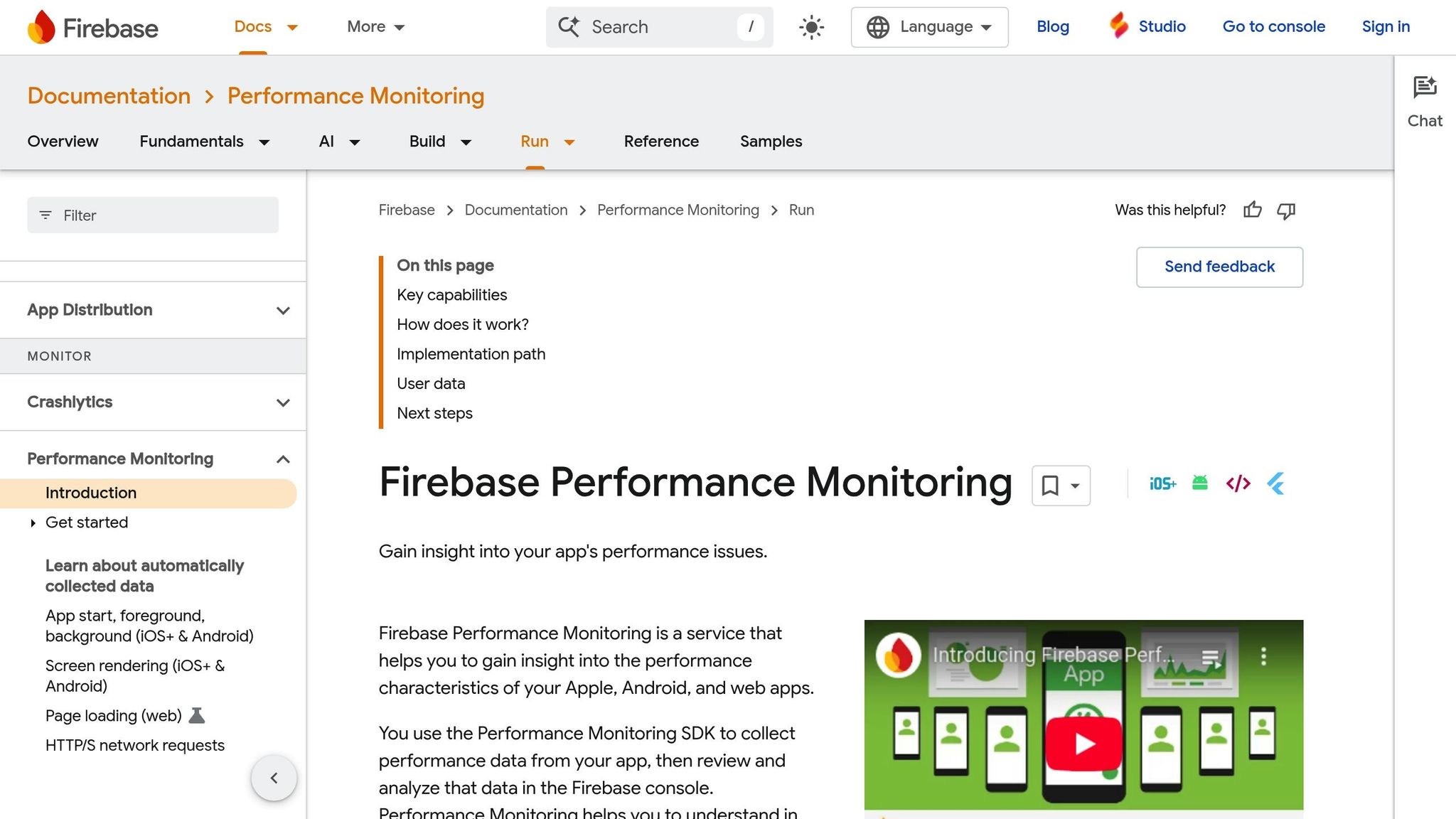 Firebase Performance Monitoring