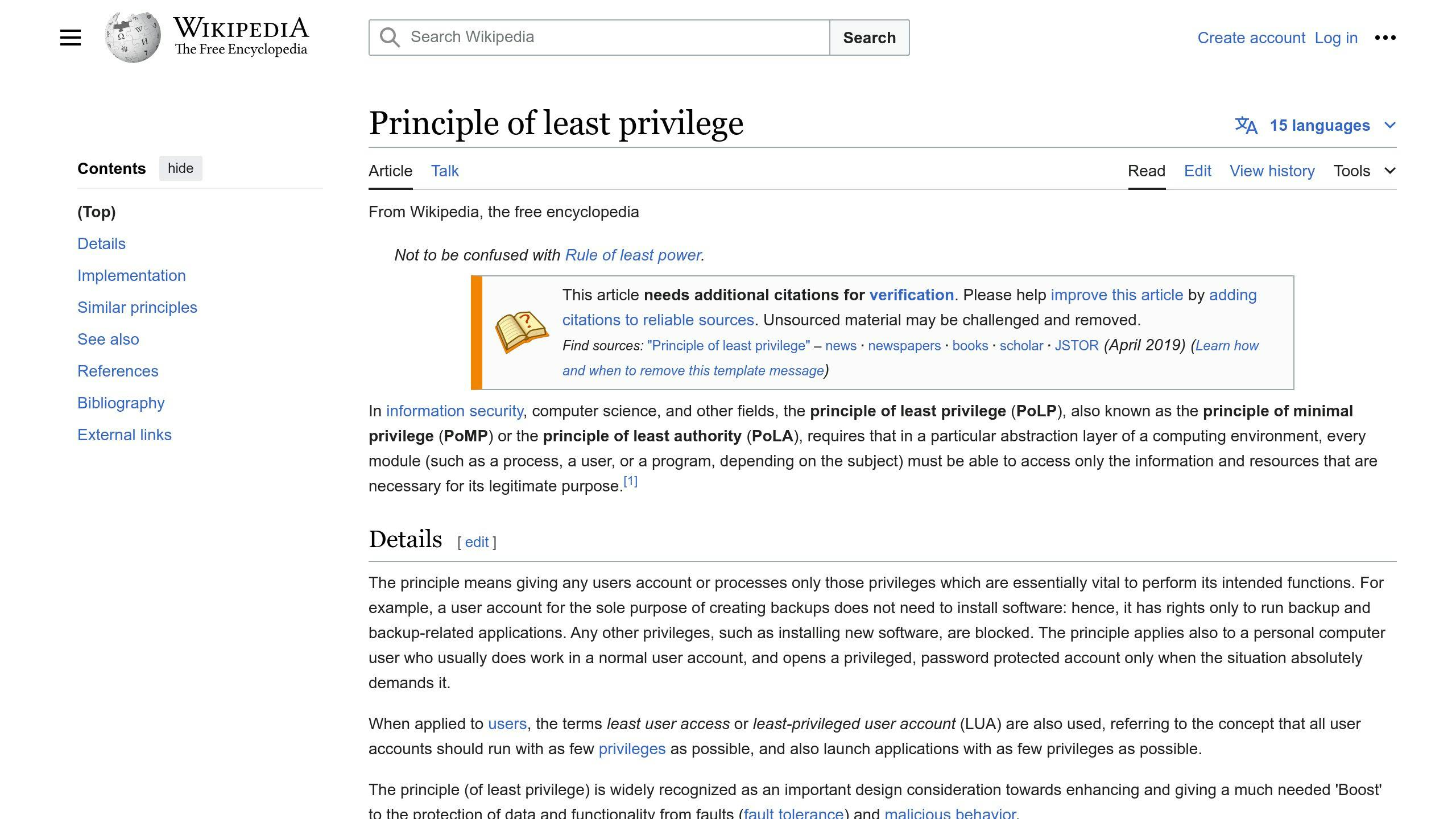 Principle of Least Privilege