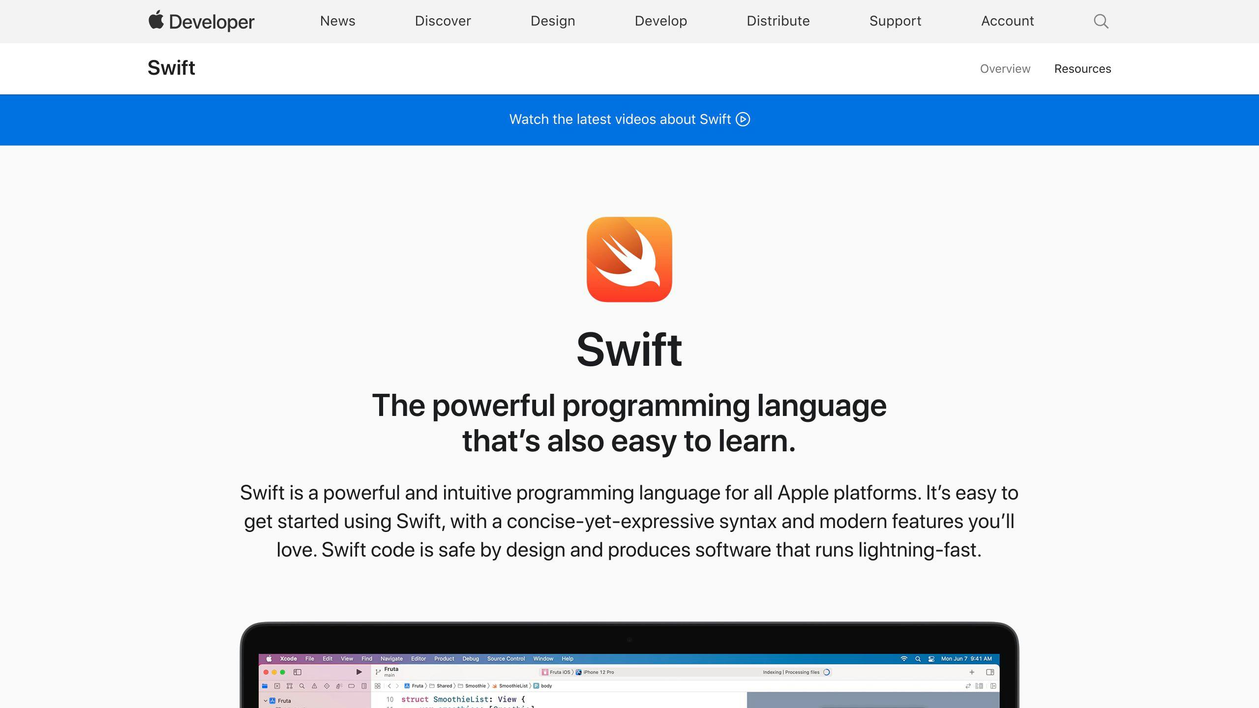 Swift developer portal and resources from Apple