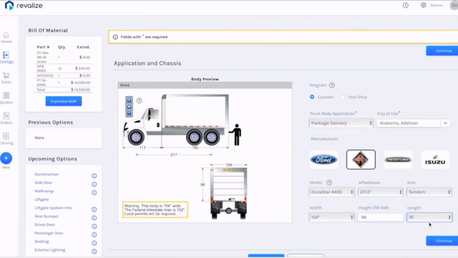 configure one cpq screenshot