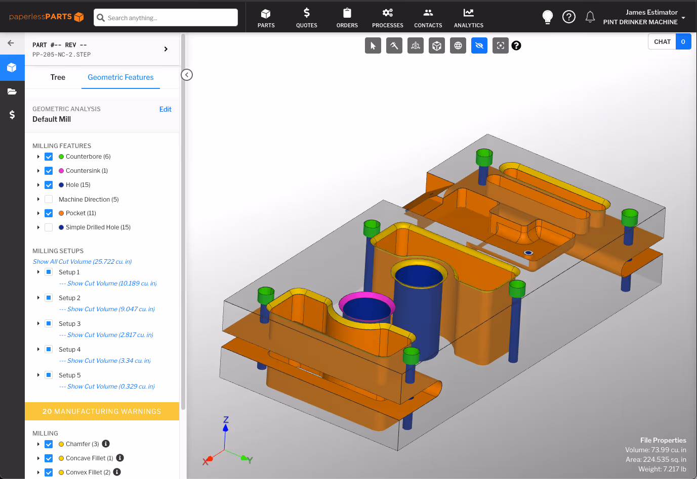paperless parts cpq screenshot