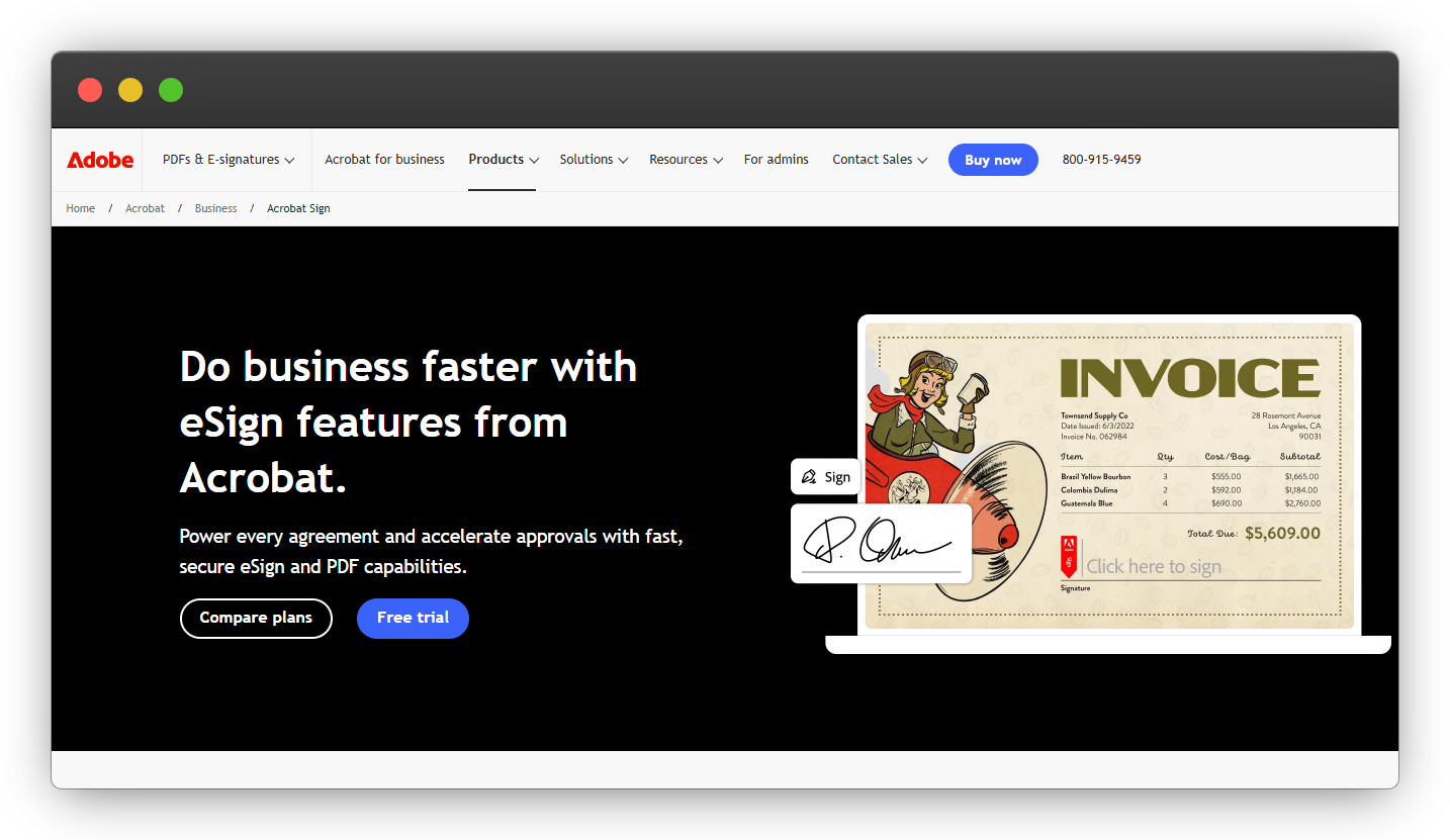 Adobe Acrobat Sign homepage