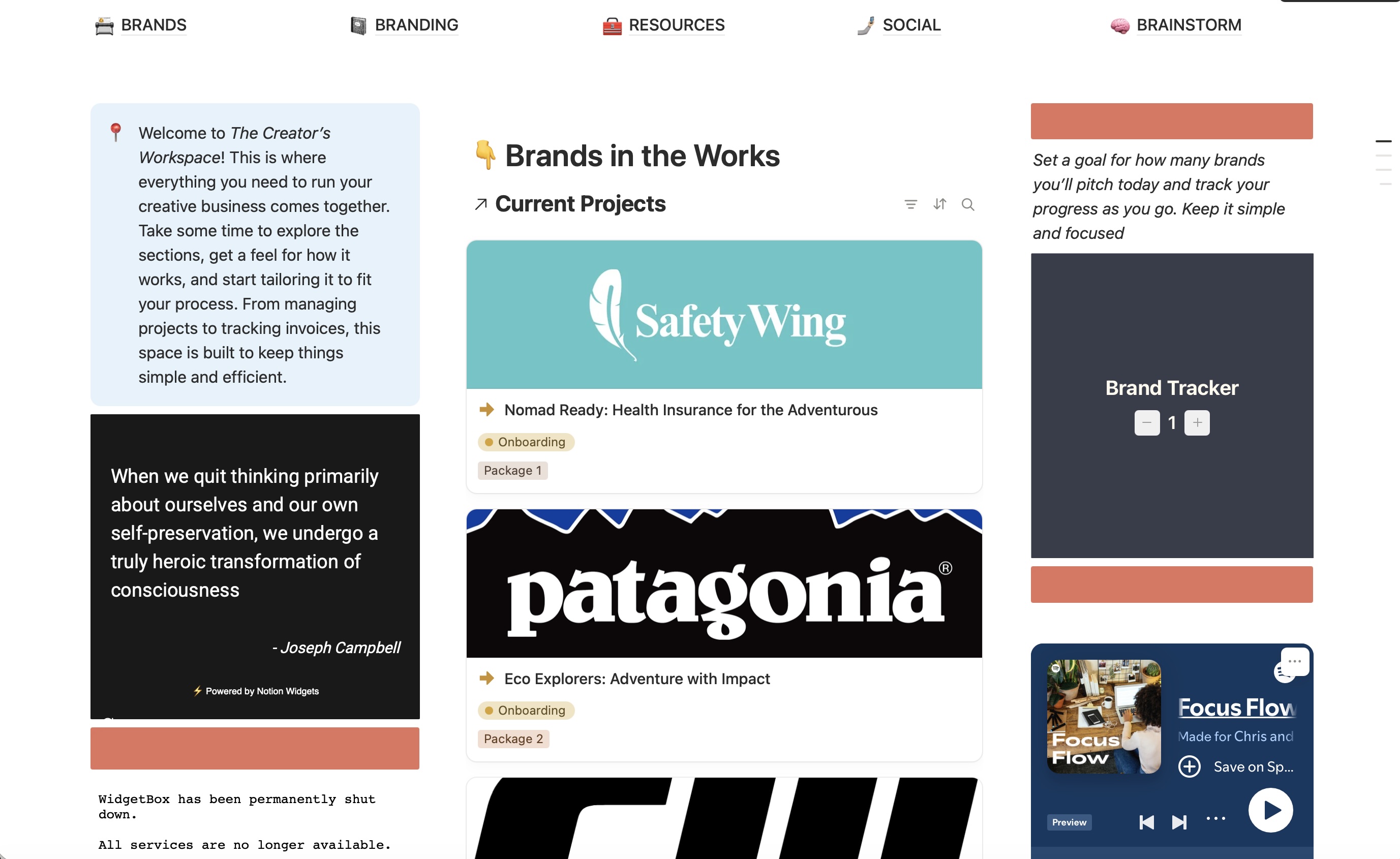 Creator's Workspace in Notion