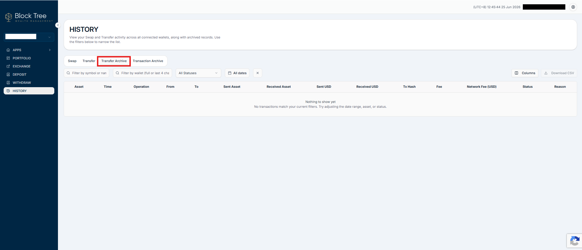 History Landing Page (Transfer Archive) 