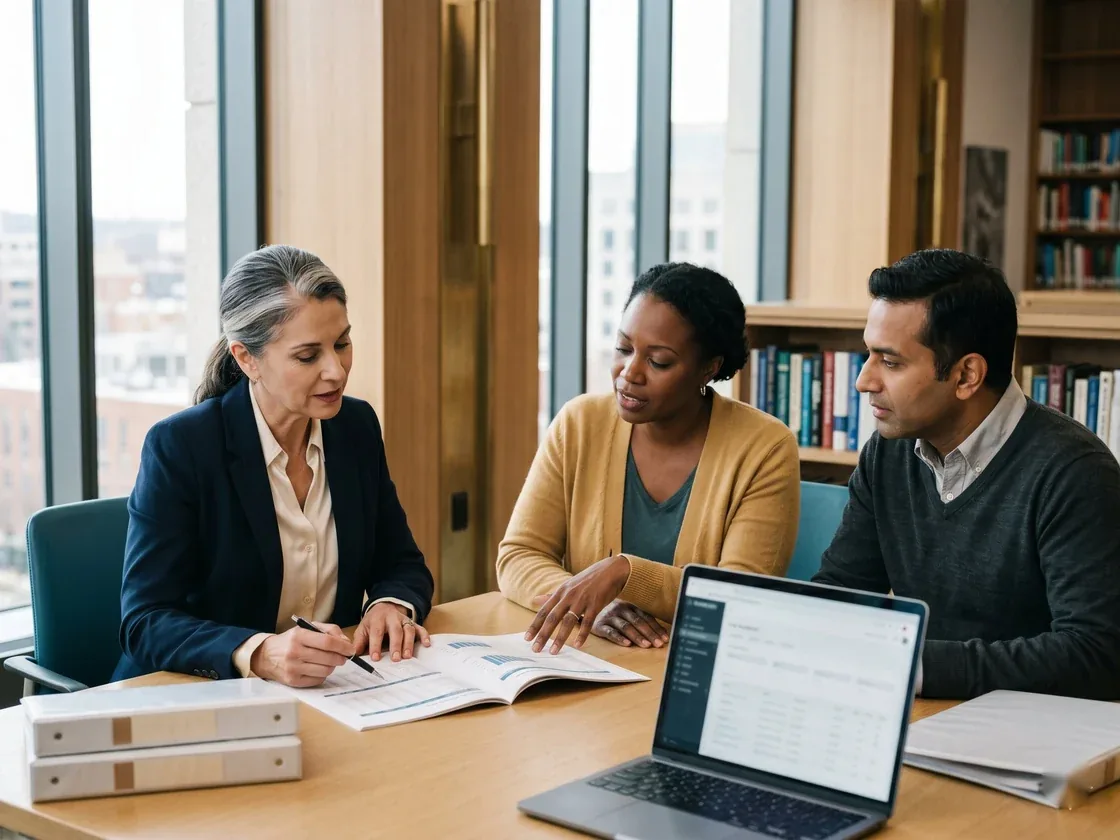 Expert Education Consultants advisor reviewing CAEP self-study evidence and educator preparation outcomes with university faculty